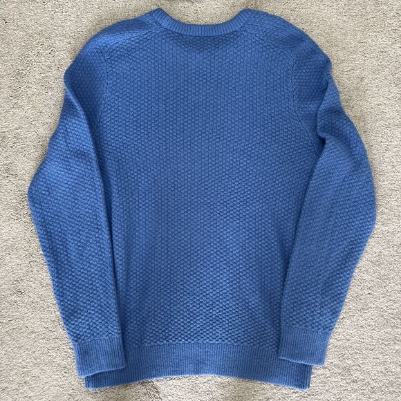 Lands End Chunky Knit Sweater Mens Medium Blue Fisherman Textured Preppy Warm - Picture 6 of 6
